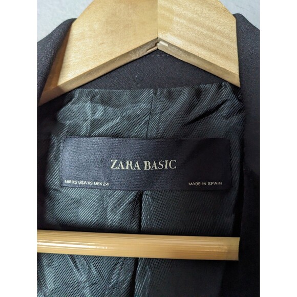 Zara Basic Blazer Womens Extra Small Black Velvet Jacket - Picture 4 of 9